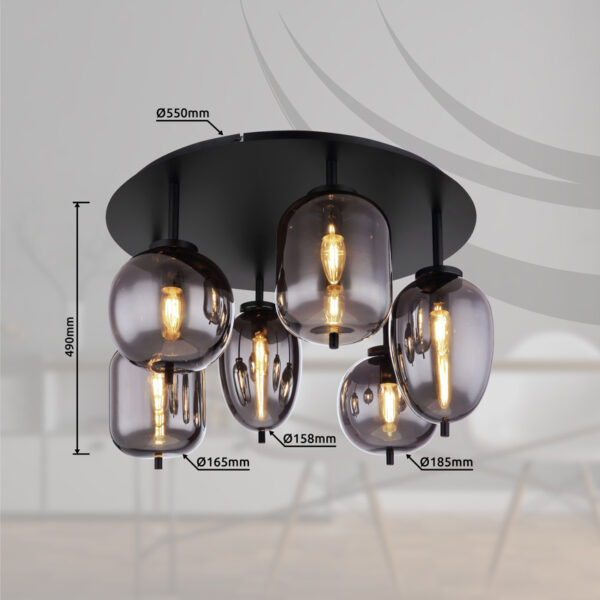 BLACKY PLAFONJERA 15345-6D GLOBO LIGHTING - Image 5