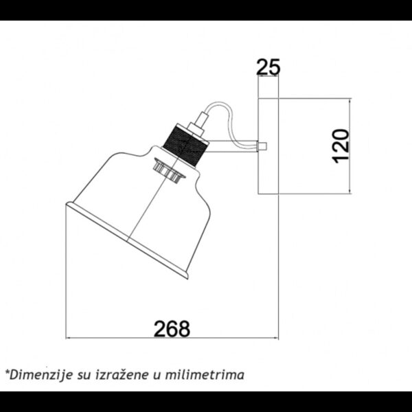 LUNA 221 ZIDNA LAMPA 1*E27 CRNA/BAKAR LUME - Image 2