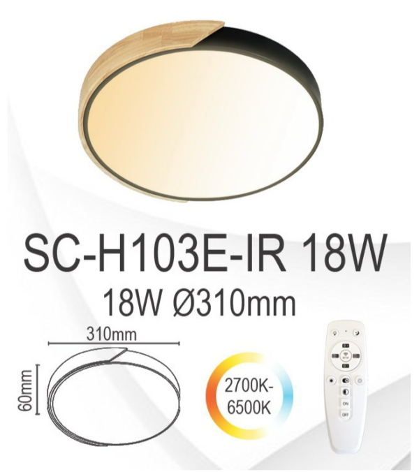 SC-H103E-IR 18W PLAFONJERA BK DRVO XENON LIGHT