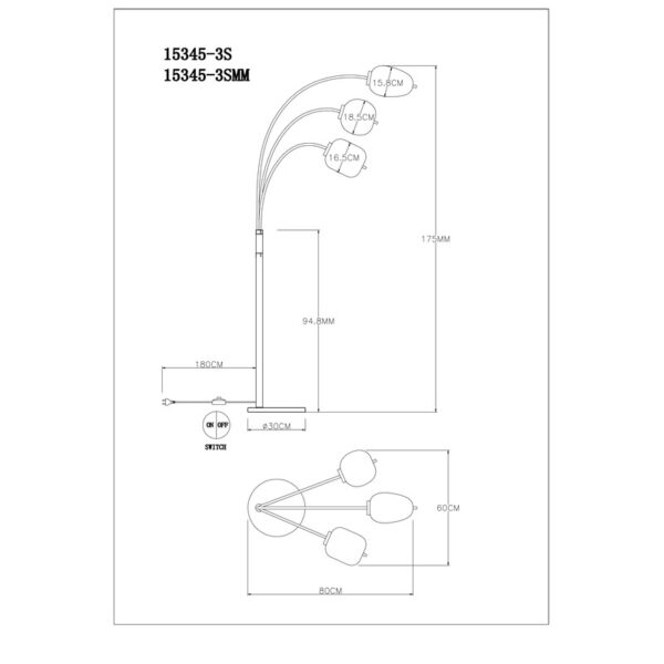 BLACKY I 15345-3SMM PODNA LAMPA GLOBO LIGHTING - Image 6