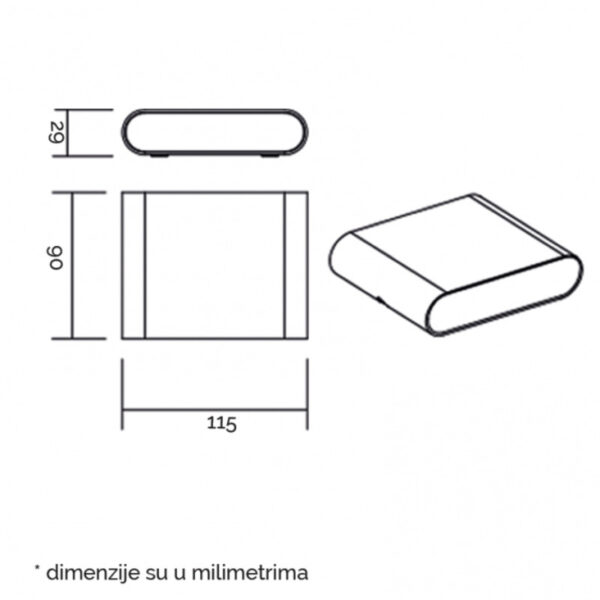 LED SVETILJKA JM-075 ZIDNA 6.5W 3000K IP54 CRNA SPOLJNA LAMPA - Image 2