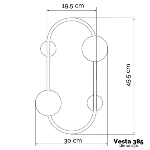 VESTA 385 ZIDNA LAMPA 2XG9 MESING HOME LIGHT - Image 2
