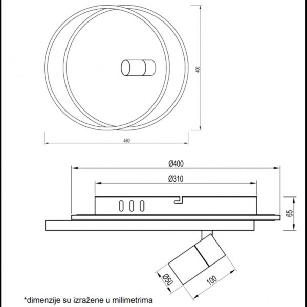 VESTA 482 PLAFONSKA SVETILJKA 36W+5W 3000K CRNA HOME LIGHT - Image 2