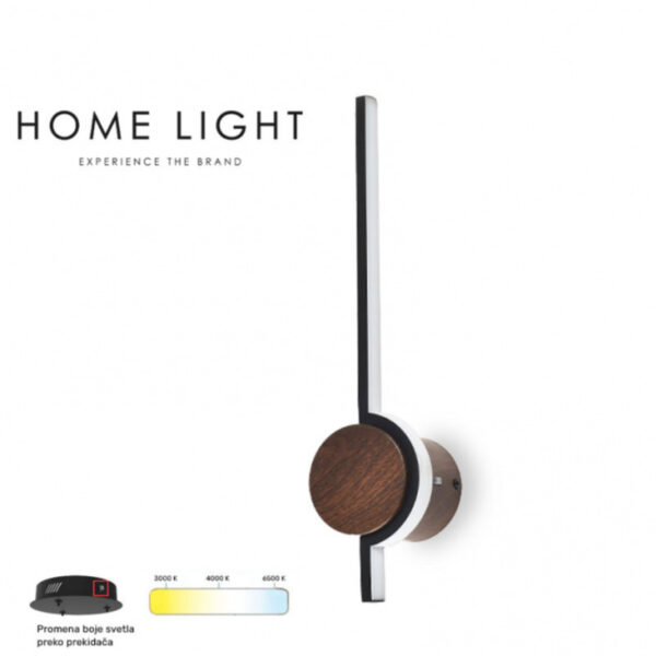 VESTA 534 ZIDNA SVETILJKA 9W 3000/4500/6000K TAMNO DRVO/CRNA HOME LIGHT - Image 3