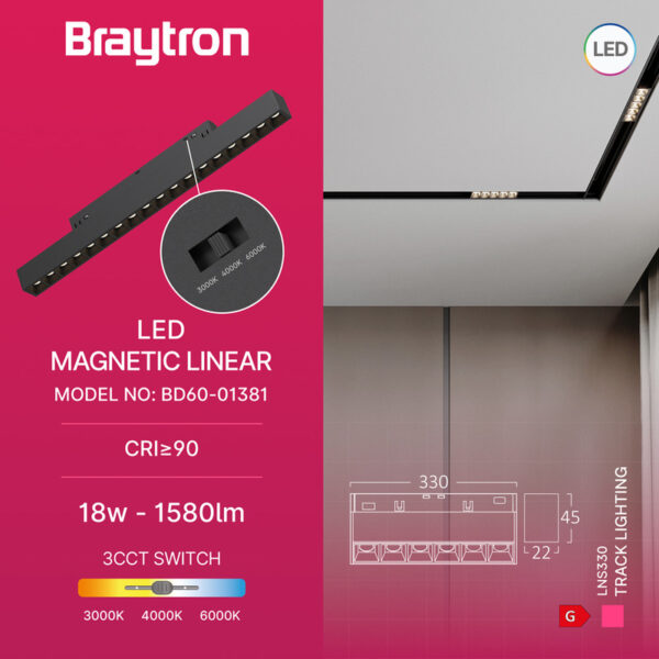 BD60-01381 BRY-LNS330-18W-48VDC-3U1-CRNA-MAG.LINEARNA SVETILJKA BRAYTRON - Image 3