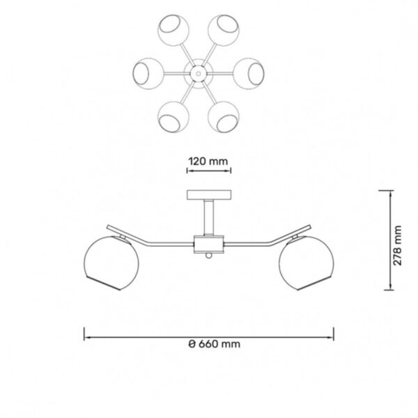 TALIA 31 LUSTER 6*E14 CRNA/BAKAR HOME LIGHT - Image 2