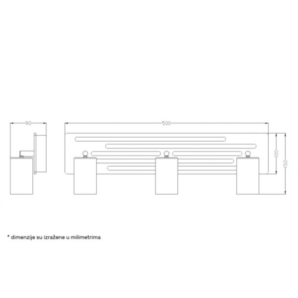 Talia 67 spot lampa 3gu10 crnadrvo