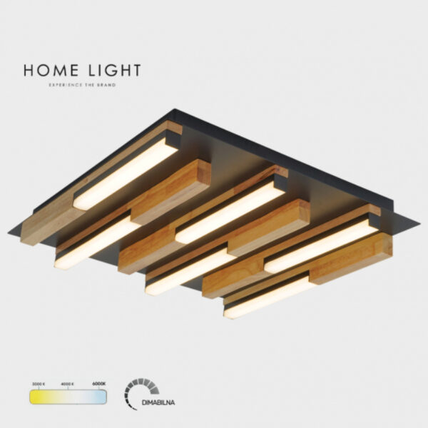 Plafonjera sa drvenim letvicama SOLEA 32 LED 20W crna dimabilna