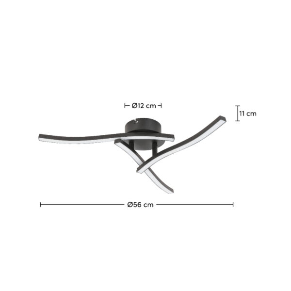 Cora led plafonjera crna 742030 esto dimenzije