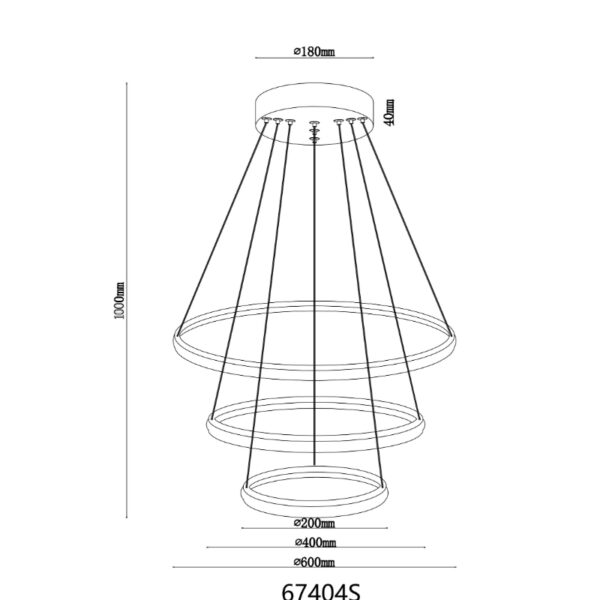 Corine led visilica crna 67404 globo dikmenzije