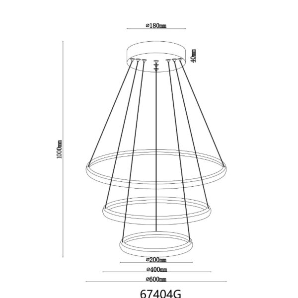 Corine led visilica zlatna 67404g globo dimenzije