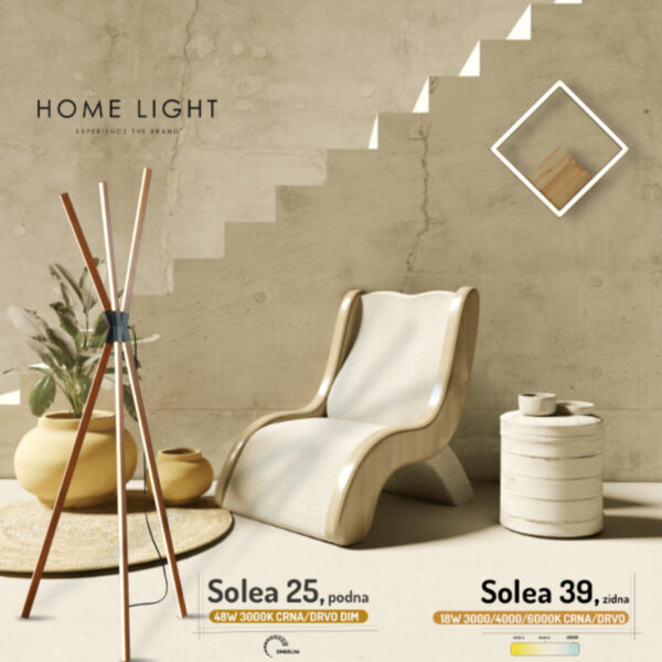 Solea 39 led zidna lampa crna drvo home light prostor