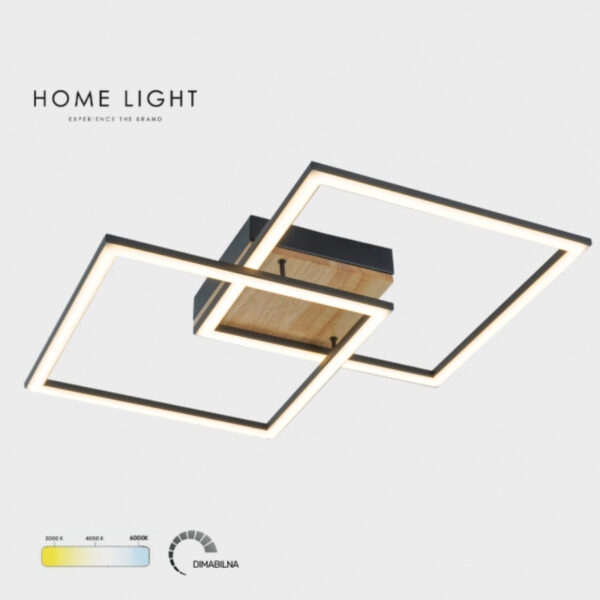 Solea 38 led plafonjera crna drvo home light