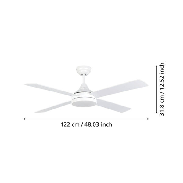 Trinidad beli mat plafonski ventilator sa led osvetljenjem dimenzije