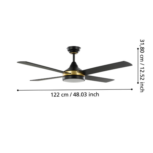Plafonski ventilator crno zlatni trinidad dimenzije