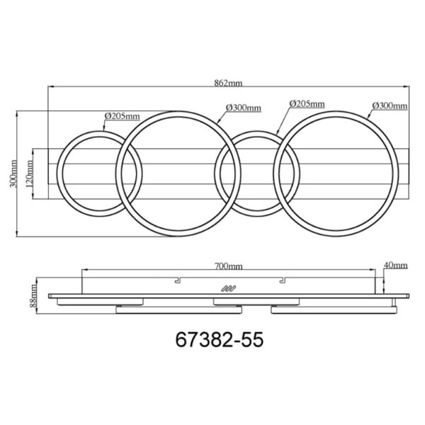 Led plafonska lampa norberto 67382 55 globo lighting dimenzije